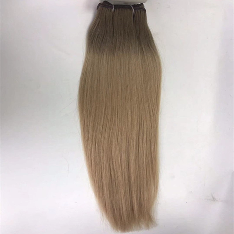 premium raw unprocessed ombre brown machine wefts hair extensions factory HJ 008